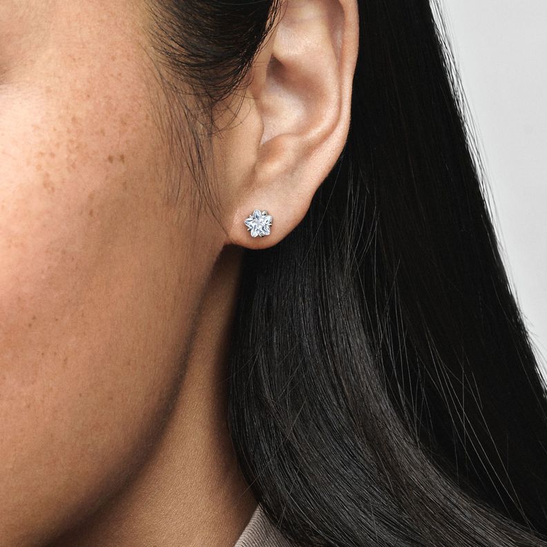 Aretes de Tuerca en Plata Estrella Celestial Circonia Cubica Clara-1