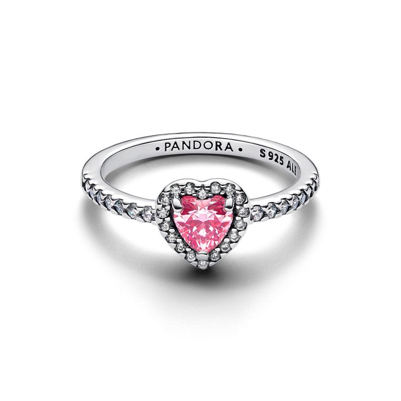 Anillo Corazon Rosa Elevado Plata 48