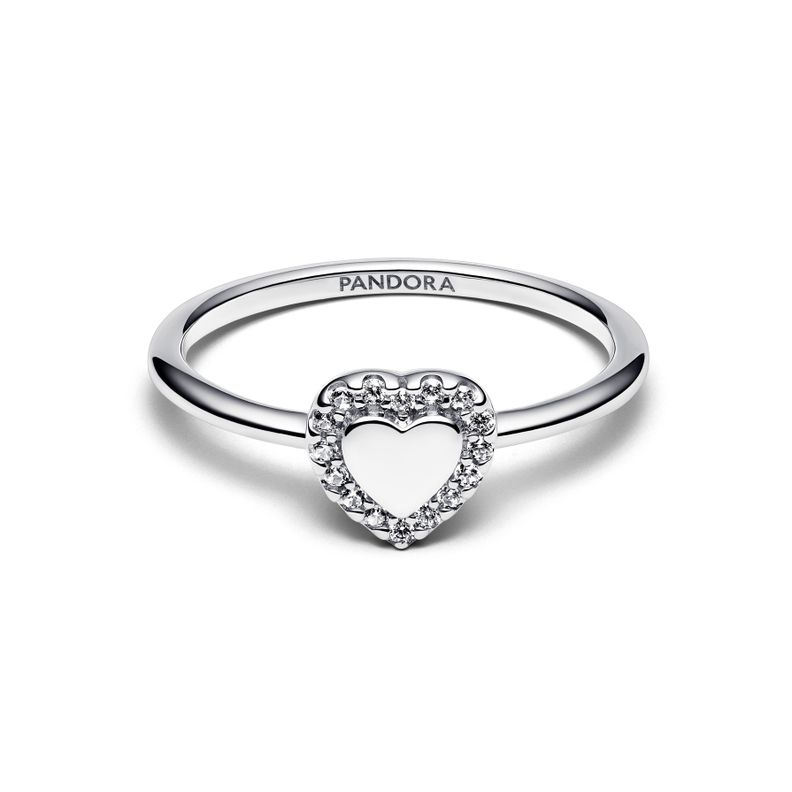 Anillo Halo y Corazón en Plata-0