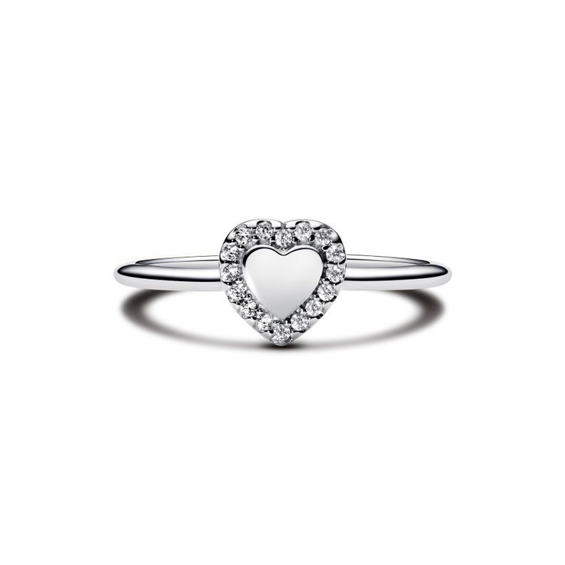 Anillo Halo y Corazón en Plata-1