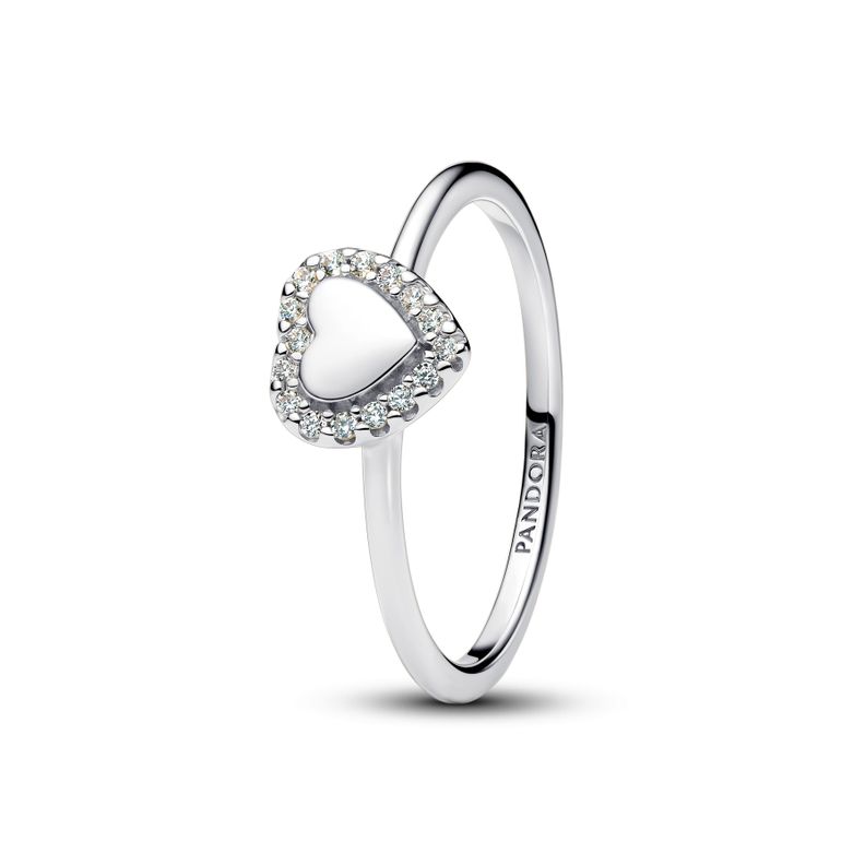 Anillo Halo y Corazón en Plata-2