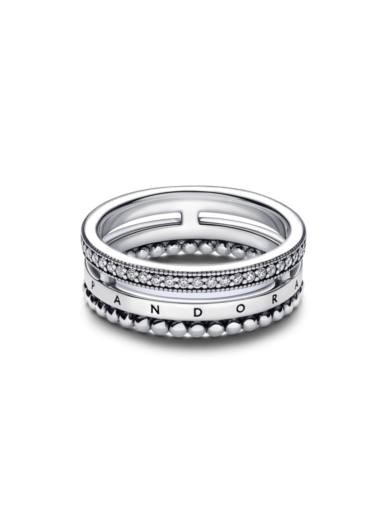 Anillo en Plata Insignia Pandora  en Pavé  y Esferas Clara-0