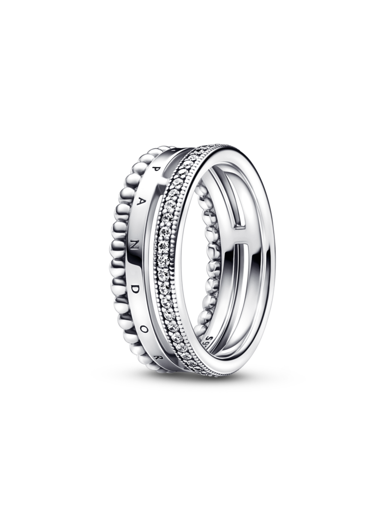 Anillo en Plata Insignia Pandora  en Pavé  y Esferas Clara-1