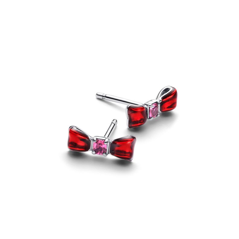 Aretes de Botón Lazo Rojo Blancanieves de Disney-1