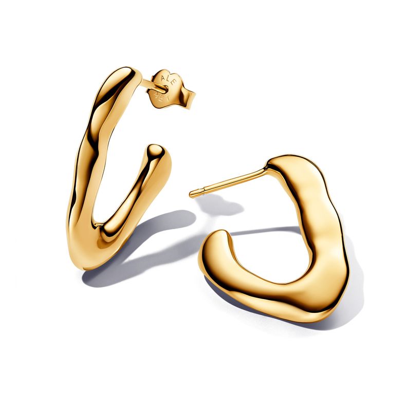 Aretes de Aro Abierto Organico en Forma de V-0