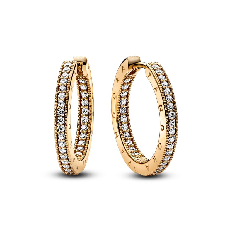 Aretes de Aro en Shine con Pave y Logo Exclusivo-0