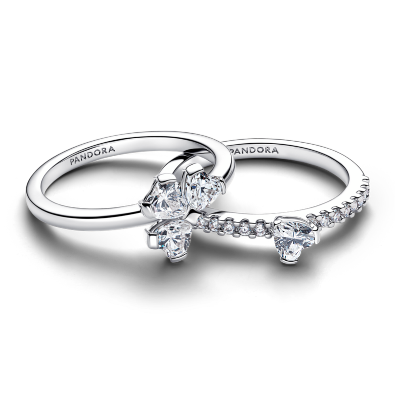Anillo Divisible Trebol de la Suerte Brillante Plata 50