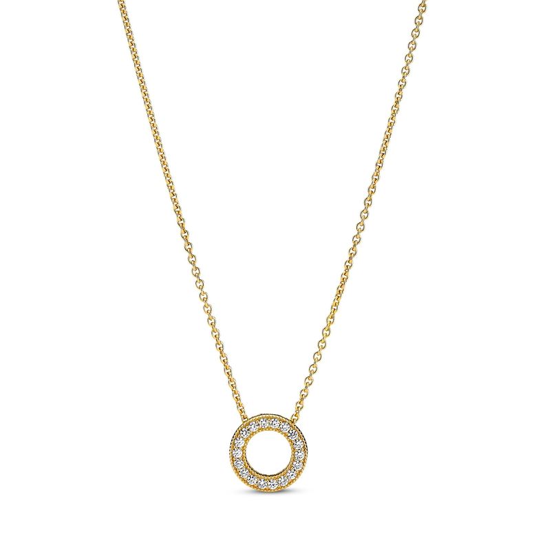 Collar Cadena Círculo de Pavé con Logotipo-0