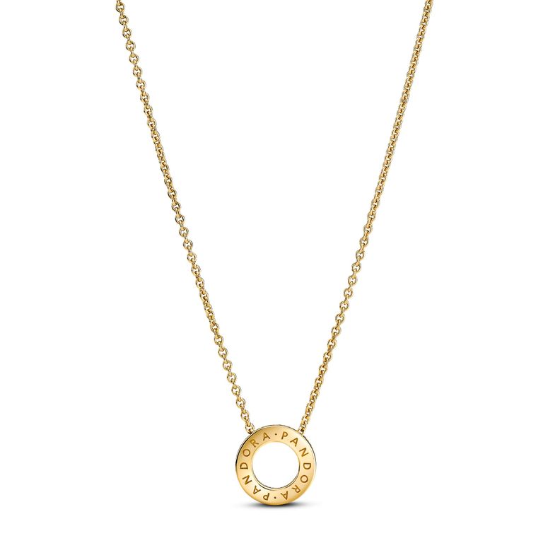 Collar Cadena Círculo de Pavé con Logotipo-1