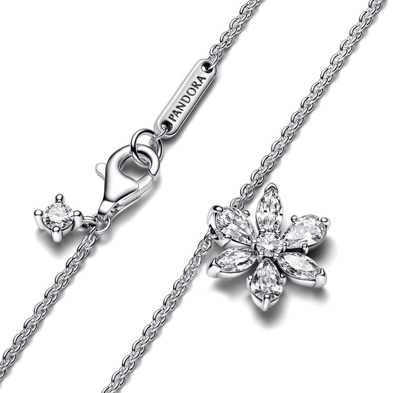 Collar Pendiente Racimo Herbario Reluciente en Plata-1