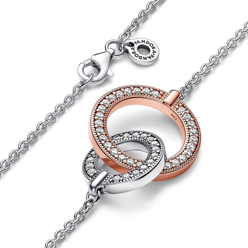 Collar Círculos Entrelazados en Dos Tonos Pandora Signature-2