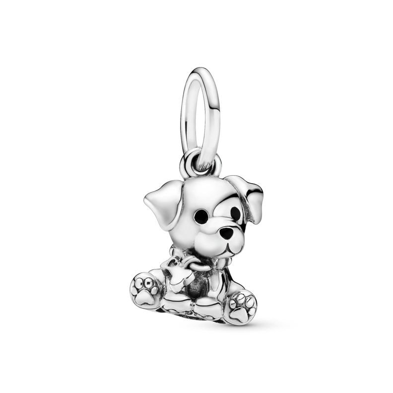 Dije Colgante en Plata Cachorro Labrador Esmalte Negro-0
