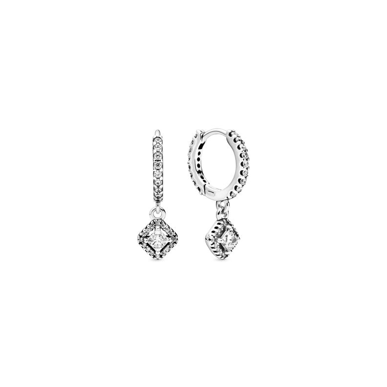 Aretes de Aro con Cuadros Brillantes-0