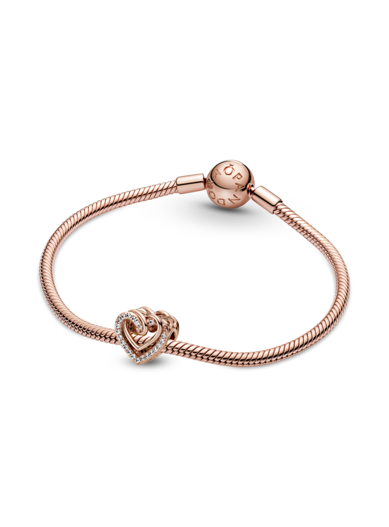 Charm en Rose corazones entrelazados Circonia Clara-1