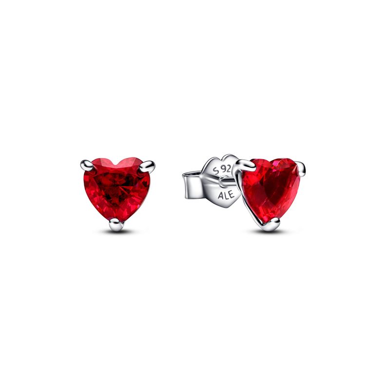 Aretes de Tuerca en Playta Corazón Rojo Cristal Rojo Jubileo-0