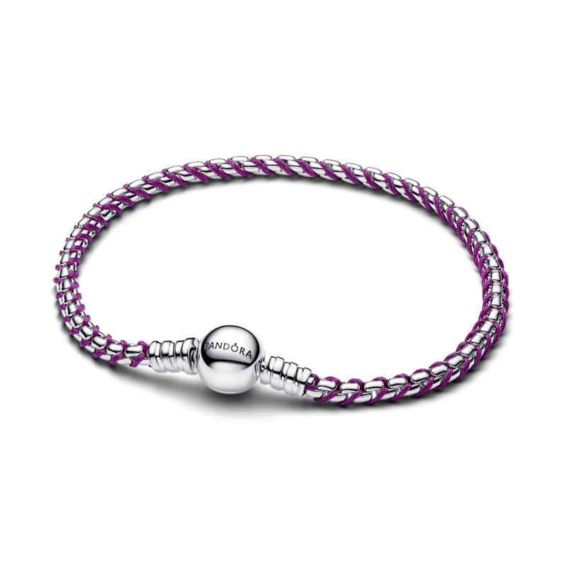 Brazalete de Cadena Tipo Caja de Cordon Purpura Morado 18