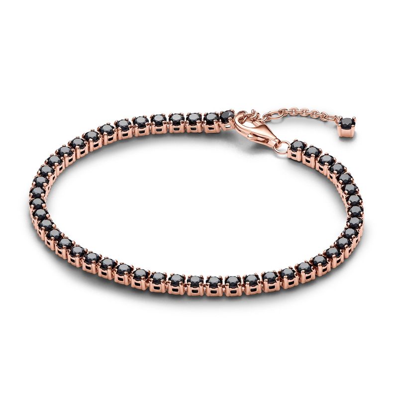 Brazalete en Rose Cristal Artificial de Tenis Negra brillante-0