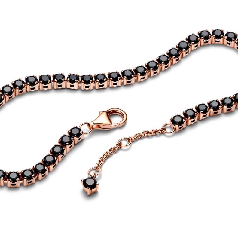 Brazalete en Rose Cristal Artificial de Tenis Negra brillante-1