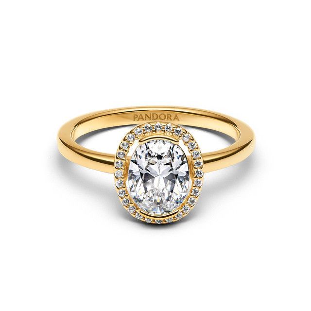 Anillo Halo Ovalado Brillante Recubrimiento Oro14K-0