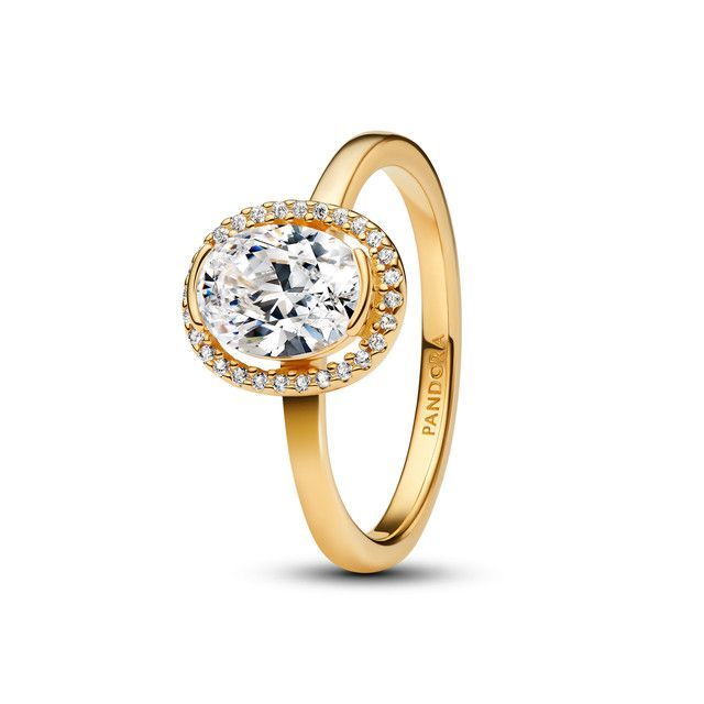 Anillo Halo Ovalado Brillante Recubrimiento Oro14K-1