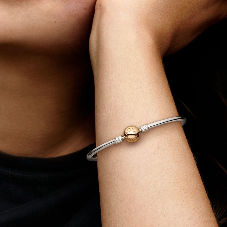 Brazalete en Plata con Cierre Redondo en Oro de 14k.-2