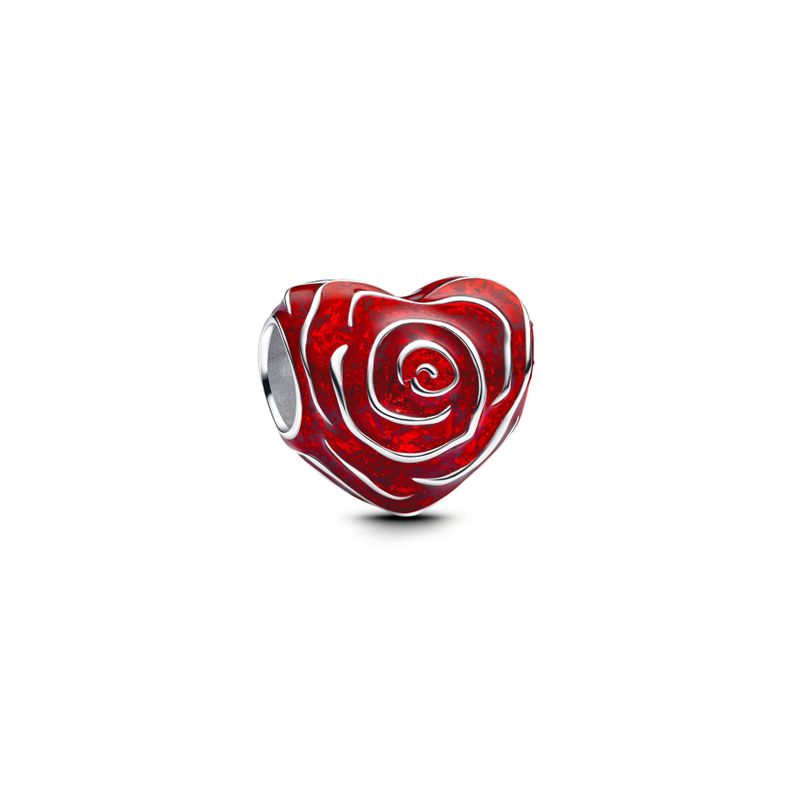Charm Corazon Rosa Plata
