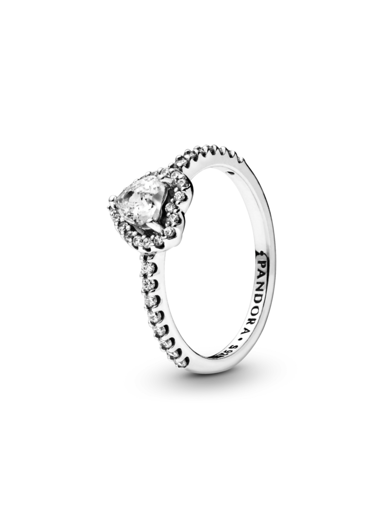 Anillo Plata Corazón Elevado Brillante Circonia Clara-0
