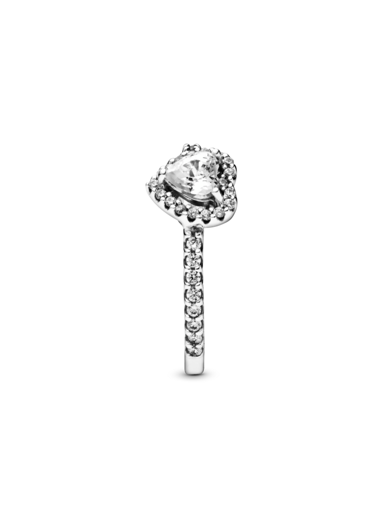 Anillo Plata Corazón Elevado Brillante Circonia Clara-1