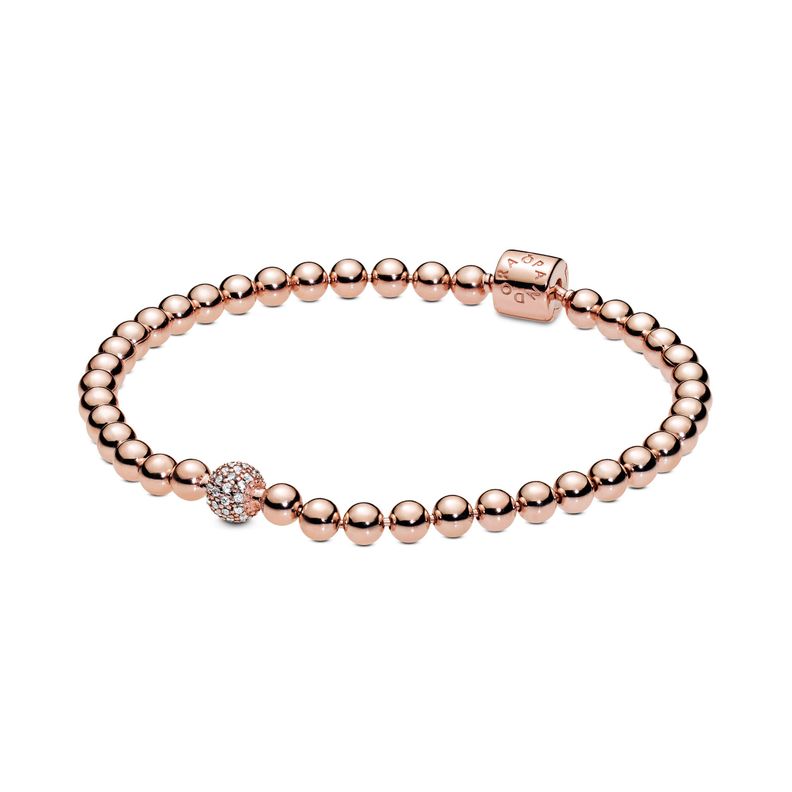 Brazalete en Rose Cuentas y Pavé Circonia Cúbica Clara-0