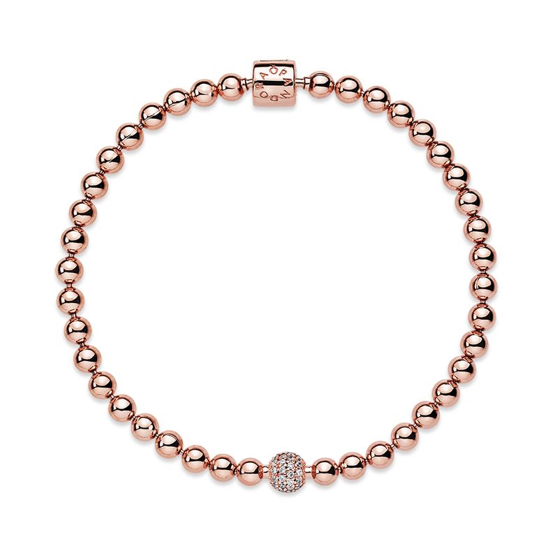 Brazalete en Rose Cuentas y Pavé Circonia Cúbica Clara-1