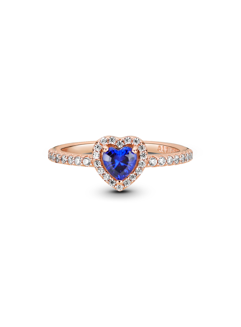 Anillo en Plata Corazón Elevado Azul-0