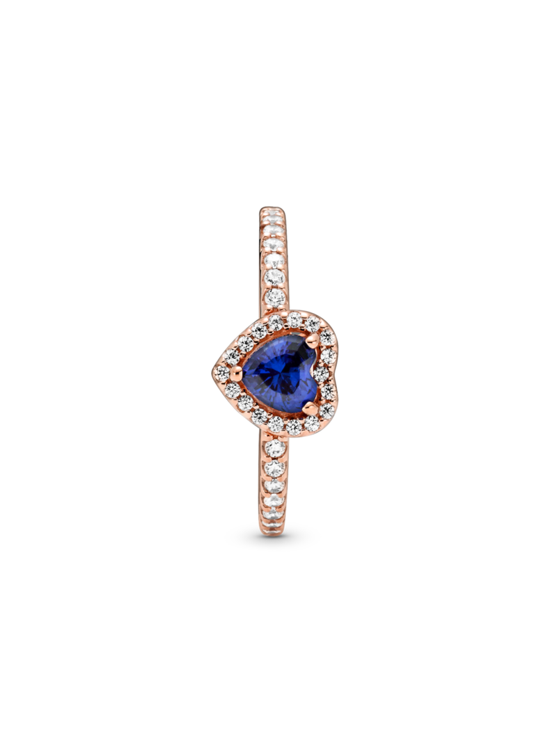 Anillo en Plata Corazón Elevado Azul-1