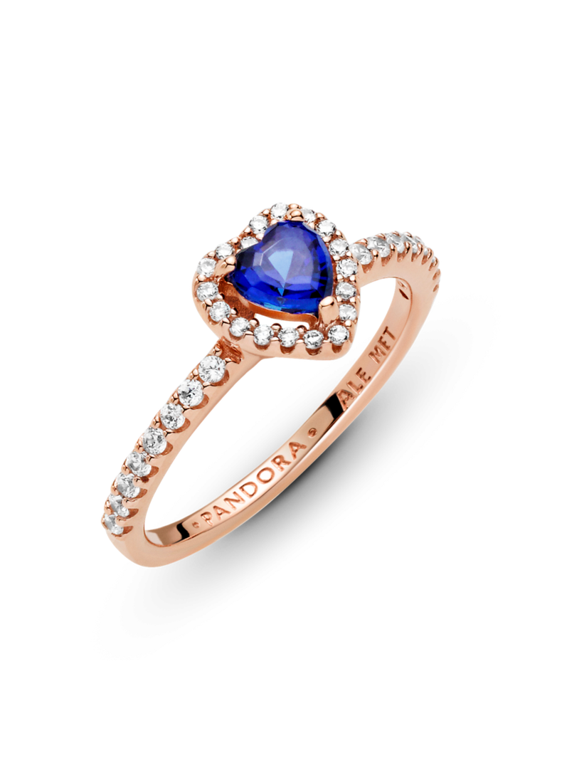 Anillo en Plata Corazón Elevado Azul-2
