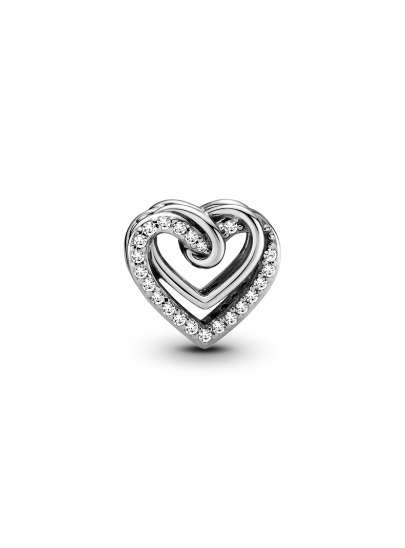 Charm Corazones Entrelazados Resplandecientes Plata-0