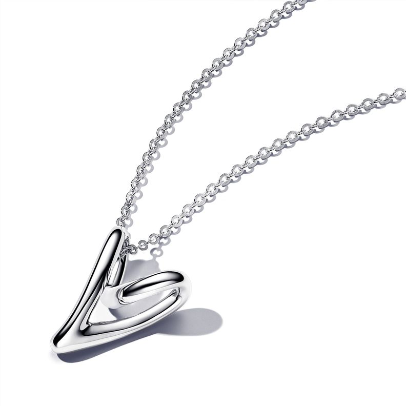 Collar Corazón Forma Orgánica en Plata-0