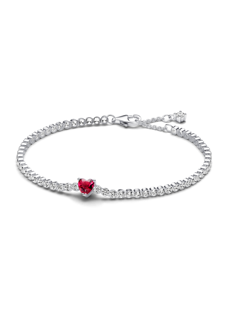 Brazalete Tenis Corazón Brillante Rojo-0