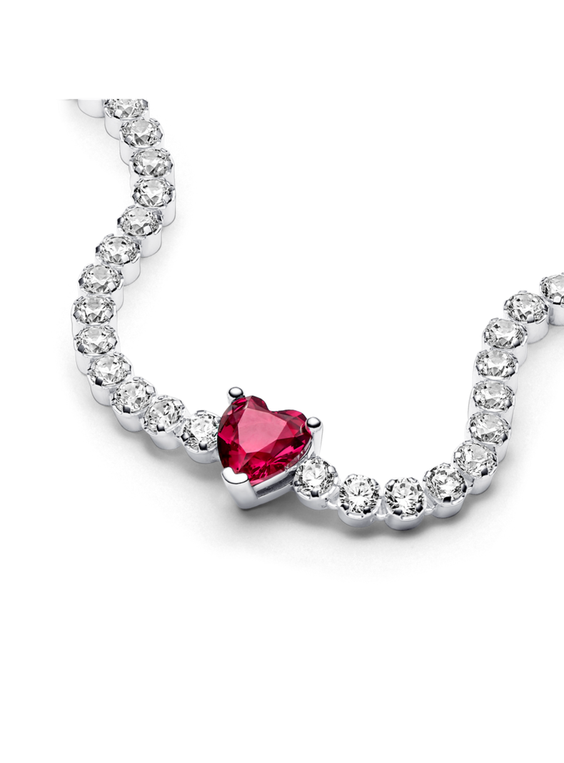Brazalete Tenis Corazón Brillante Rojo-1
