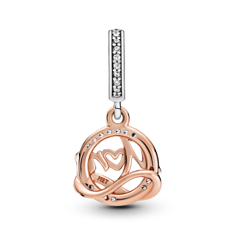 Dije en Plata y Pandora Rose Mamá de Dos Tonos Trasparente-1