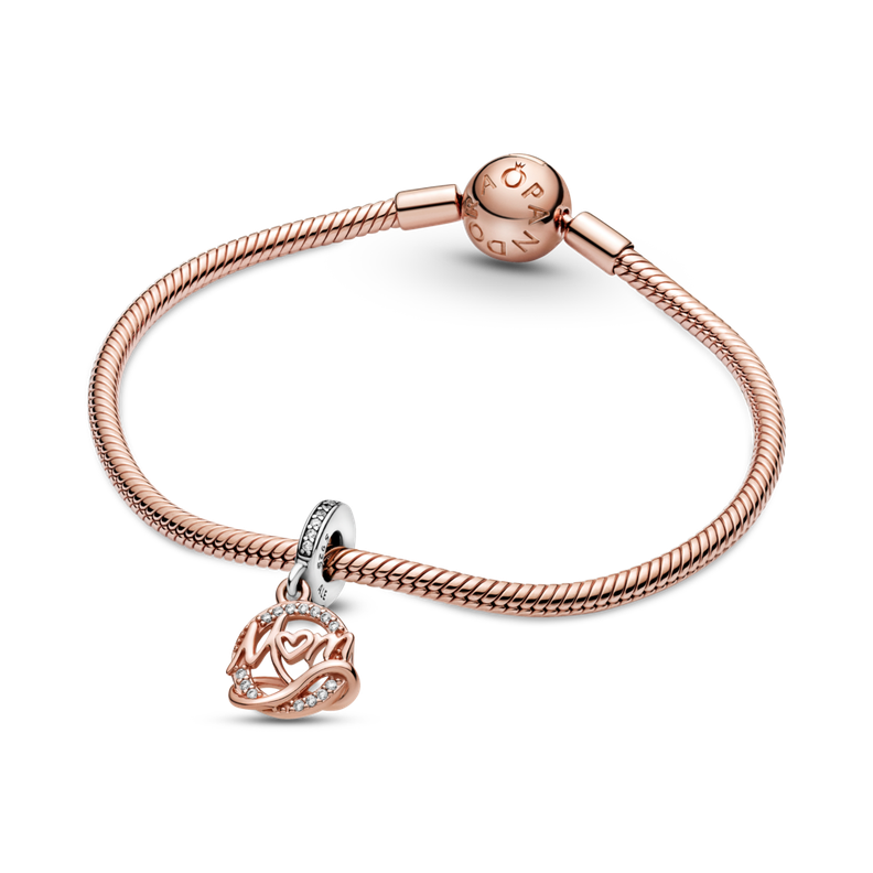 Dije en Plata y Pandora Rose Mamá de Dos Tonos Trasparente-2