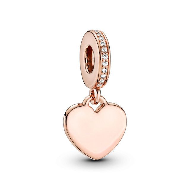 Charm Colgante Etiqueta de Corazón para Grabar en Rose-0