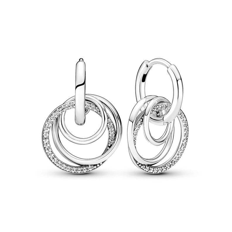 Aretes de Aro en Plata Familia Siempre Rodeada -0