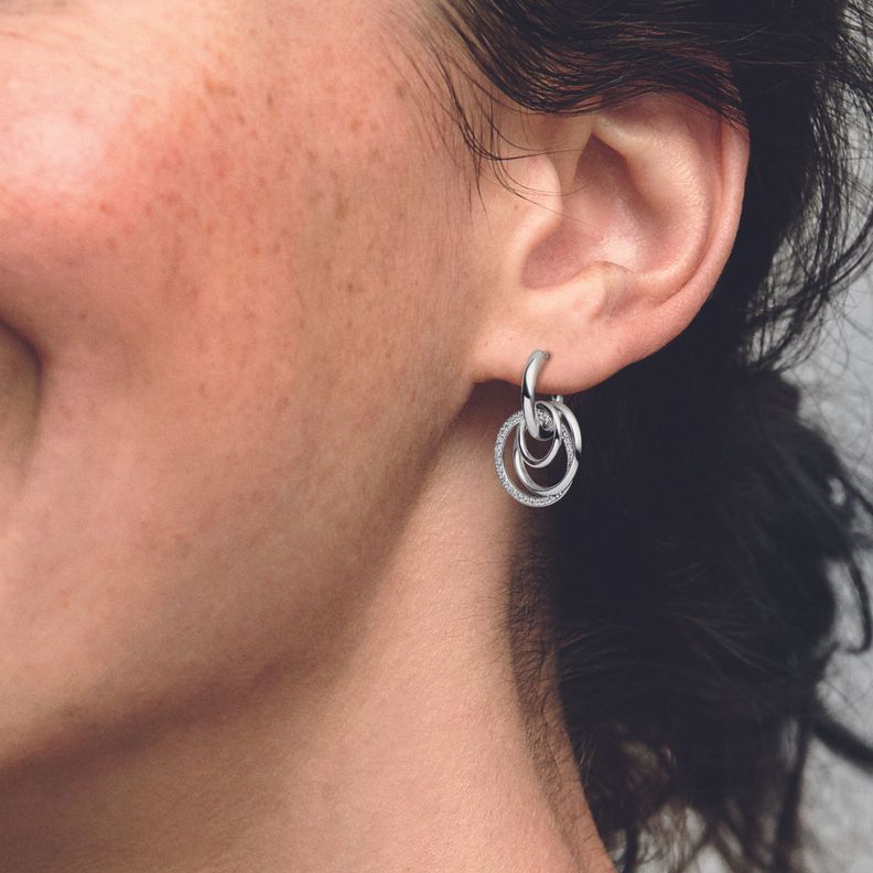 Aretes de Aro en Plata Familia Siempre Rodeada -1
