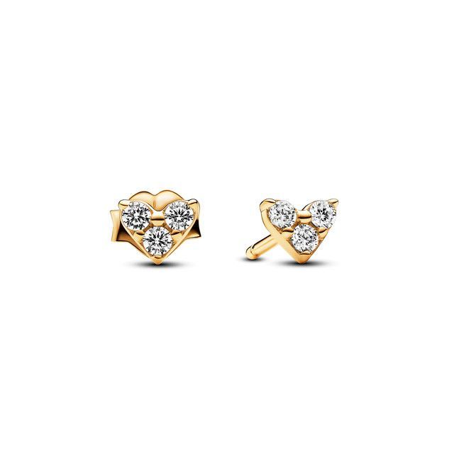 Aretes de Botón Corazón y Triple Gema-0