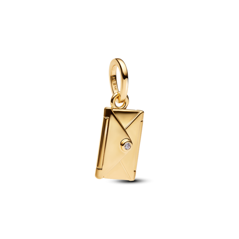 Charm Colgante de Carta y Sobre Se Pueden Abrir y Grabar Dorado