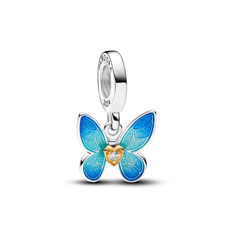 Dije Colgante Pandora Oro 14k y Plata Mariposa Club 2024 -0