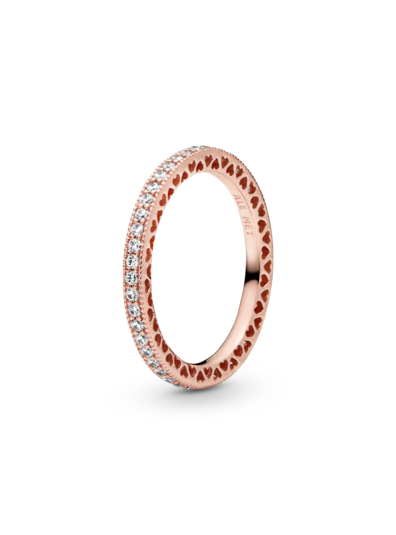 Anillo Corazones de Recubrimiento en Oro Rosa de 14K-0