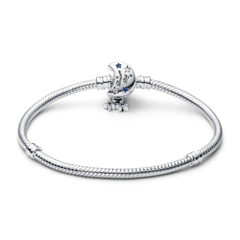 Brazalete de Cadena de Serpiente en Plata Luna Brillante -0