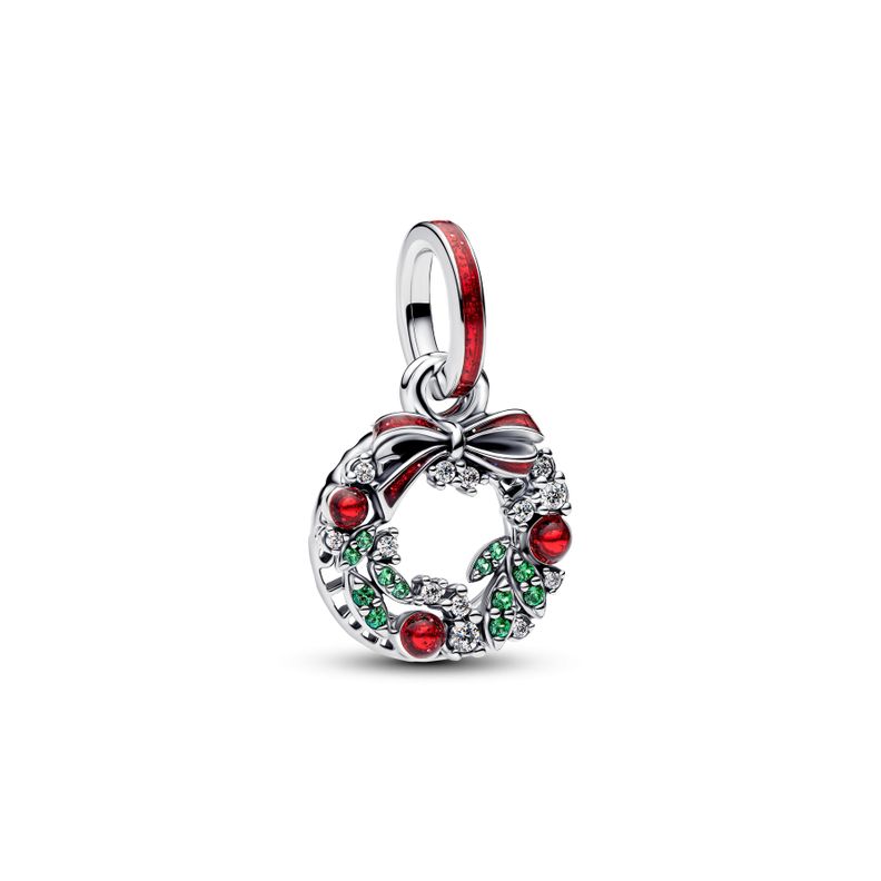 Charm doble Corona Navidena Plata