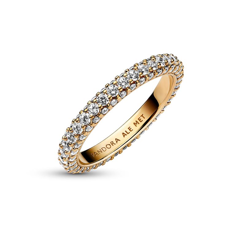 Anillo Fila Brillante Recubrimiento Oro14K-0