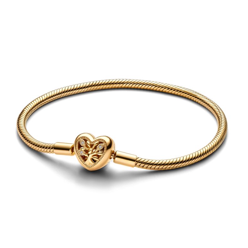 Brazalete Pandora Cadena de Serpiente Cierre de Corazón Familiar-0
